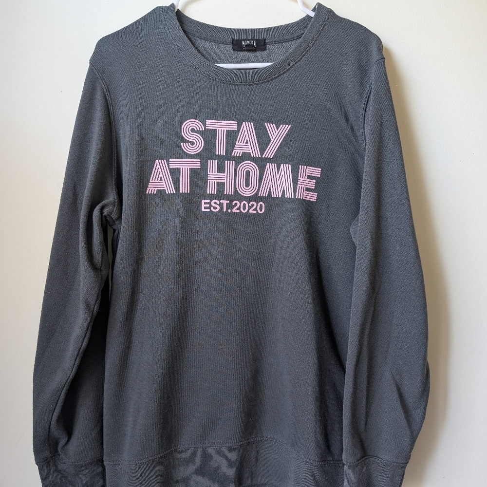 Modern Canvas Stay At Home Est 2020 Oversized Sweatshirt Size Medium - Picture 3 of 5